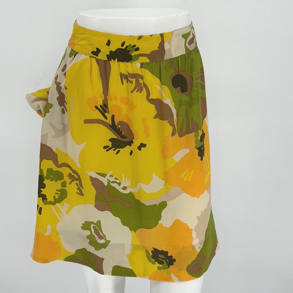 New York & Co Yellow Floral A Line Mini Skirt 12 Resortwear Vacation Chic 100-61 - Picture 10 of 14